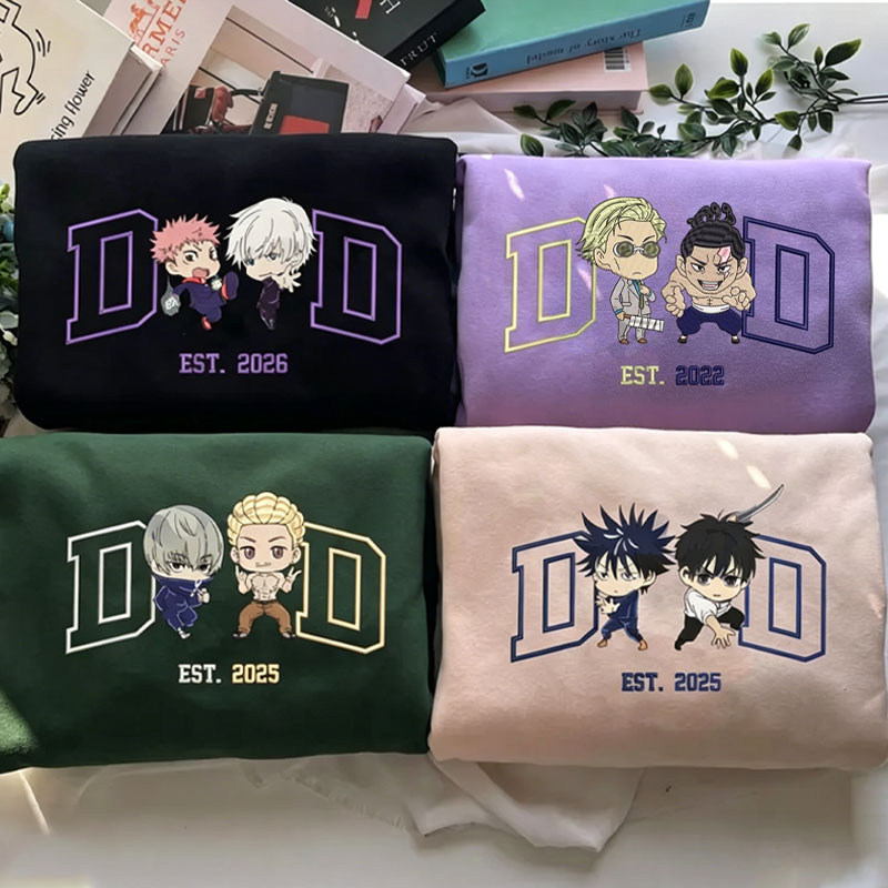 Personalized Dad Anime Embroidered Sweatshirt