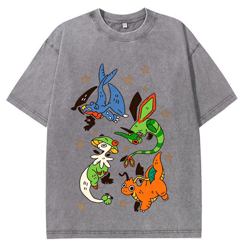 Dragon Type Pokemon Flash Sheet Cartoon Tee | Pokemon Anime