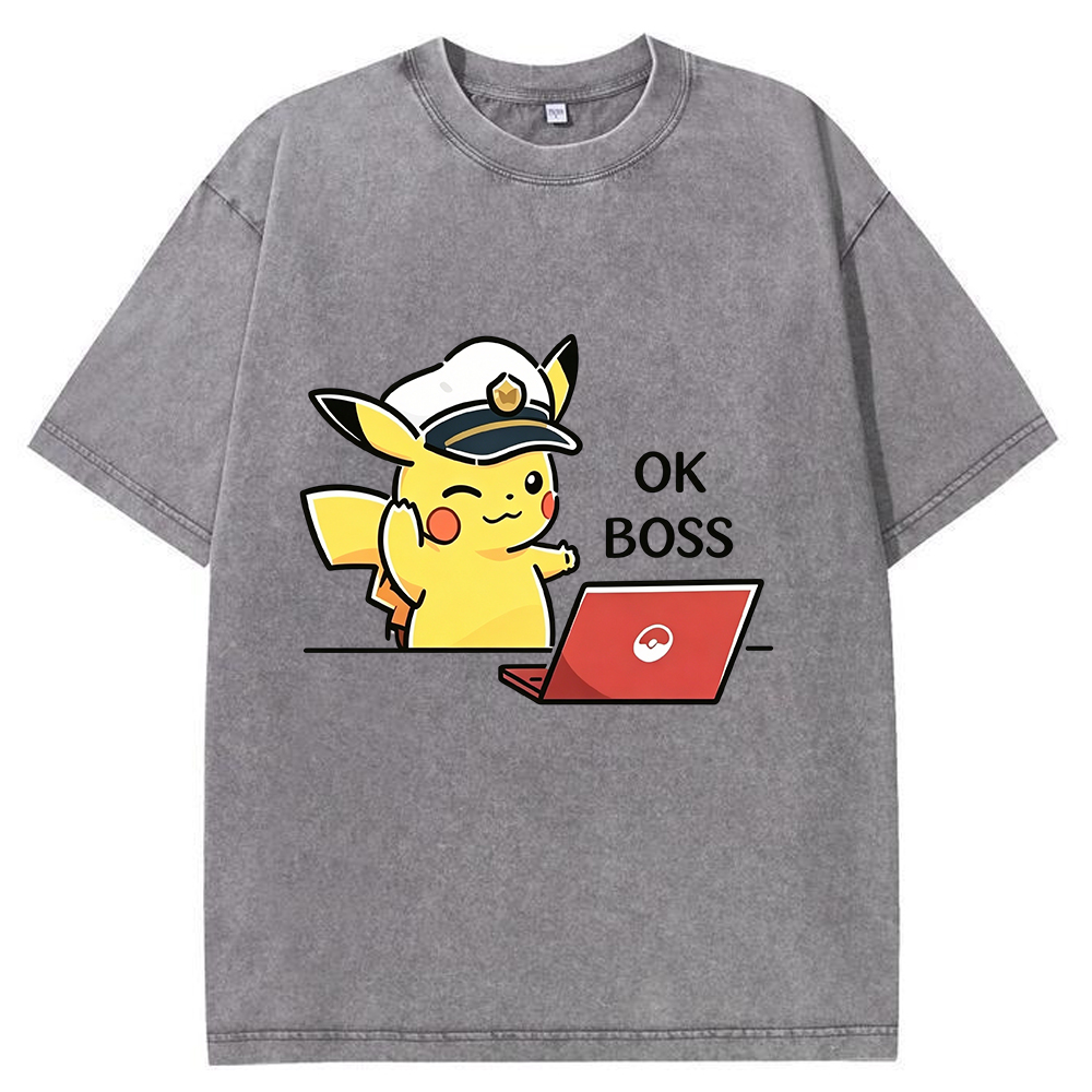 Vintage Washed Pikachu T-Shirt, Funny Work Meme Pokemon Tee