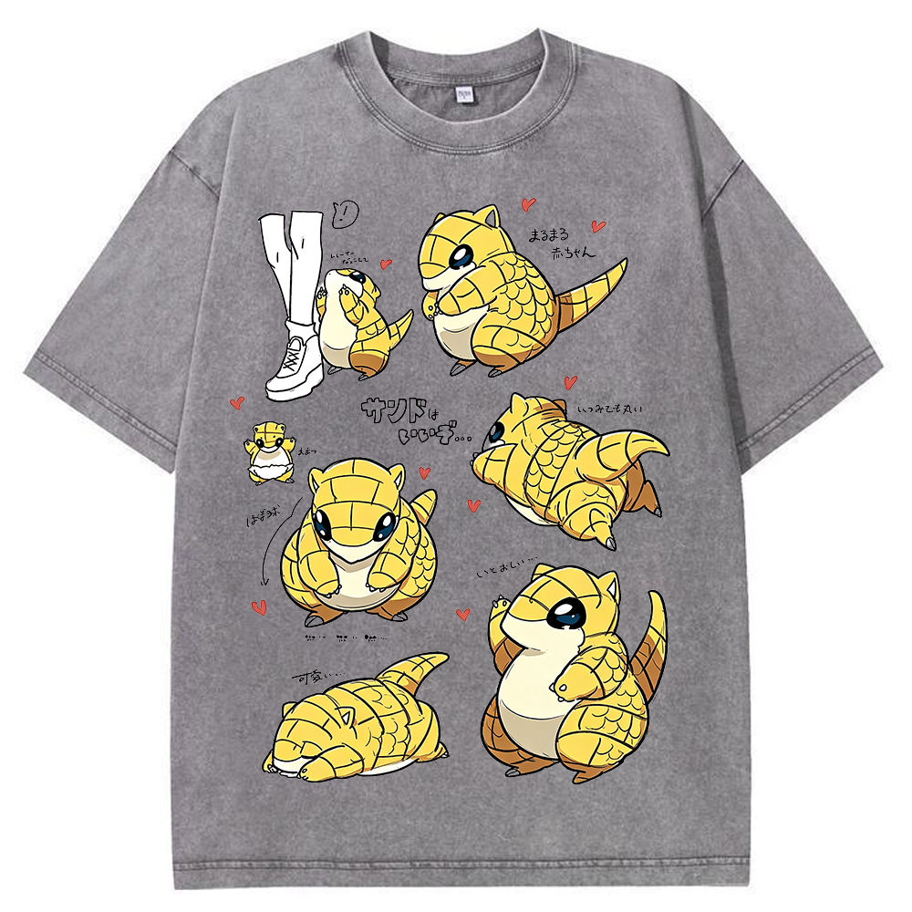 Vintage Washed Sandshrew Cute Multi Poses Pokemon Graphic Tee