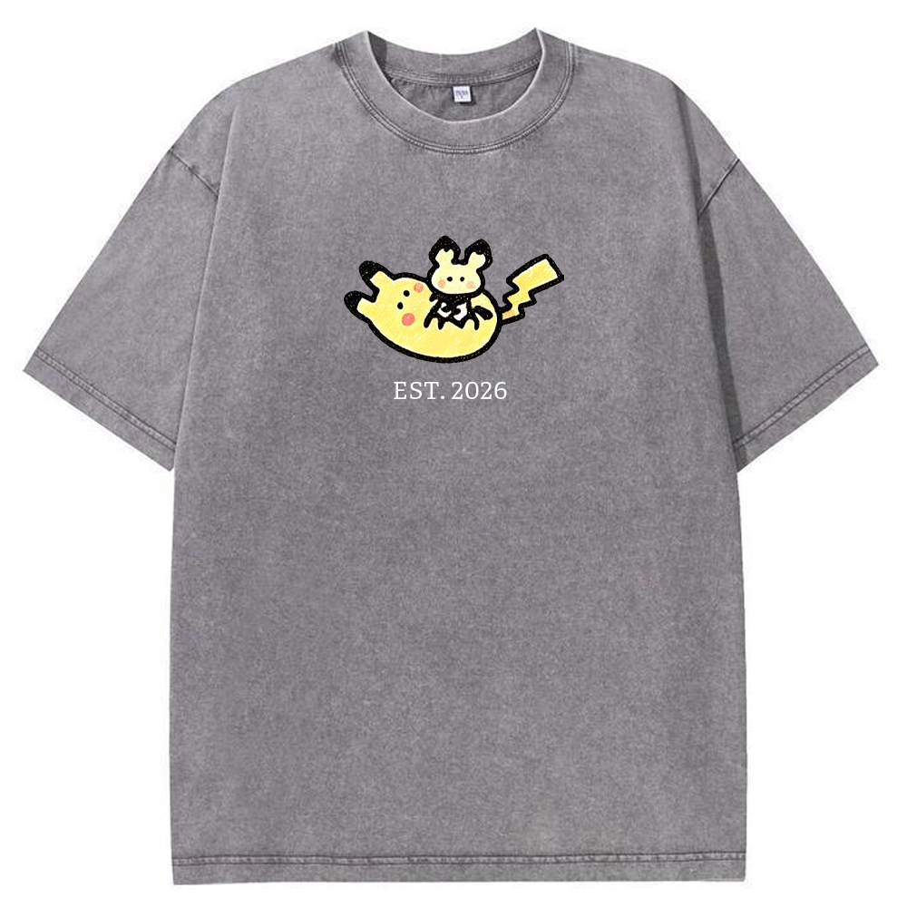 Cute Parent & Kid Pikachu Vintage Washed T-Shirt