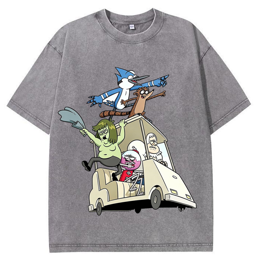 Road Trip Regular Show Full Crew Golf Cart Adventure Group Cartoon Tee
