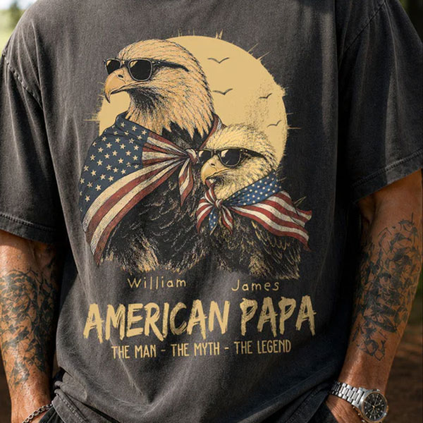 American Dad The Man The Myth The Legend, Personalized Papa T-Shirt Father's Day
