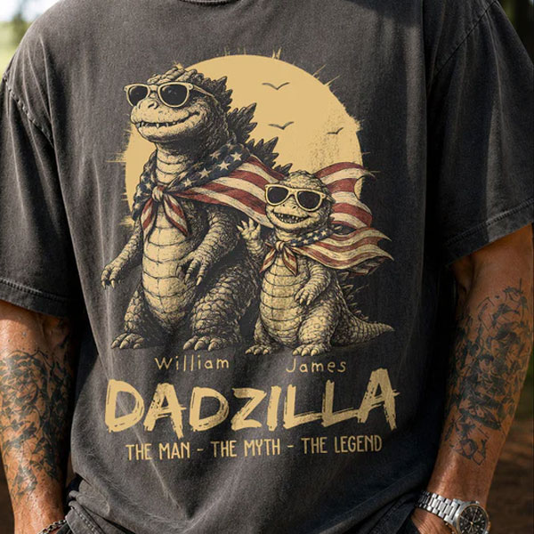 Personalized Best Dad Ever Dadzilla T-Shirt Father Day Gifts for Dad Funny Papa Tshirt