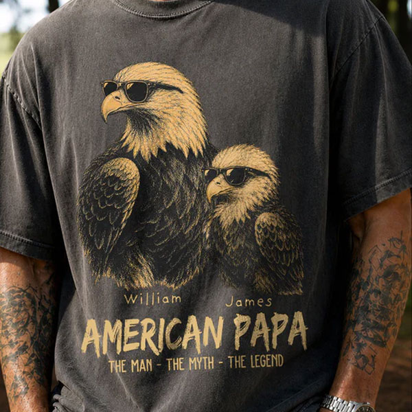 American Dad The Man The Myth The Legend, Personalized Papa T-Shirt Father's Day