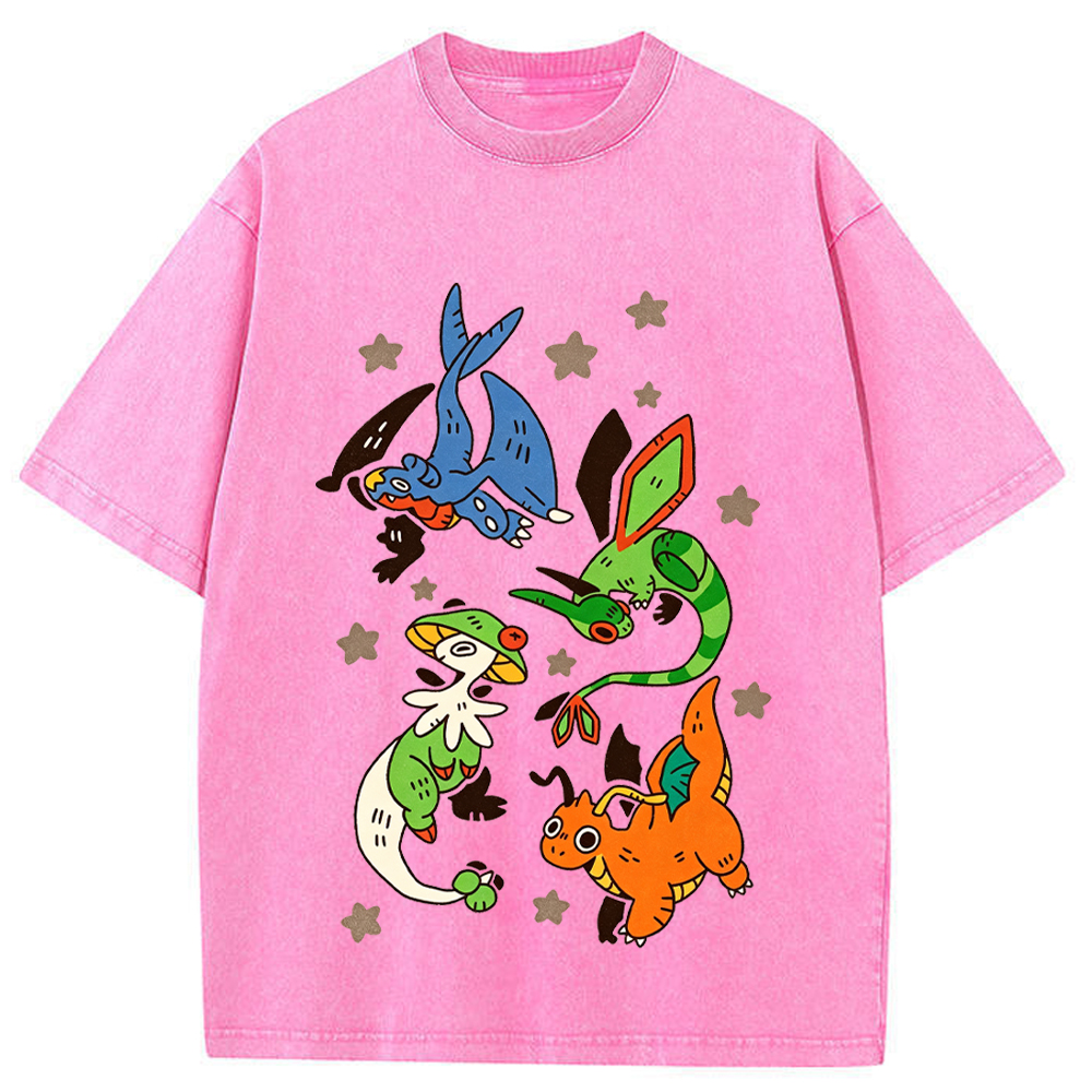 Dragon Type Pokemon Flash Sheet Cartoon Tee | Pokemon Anime