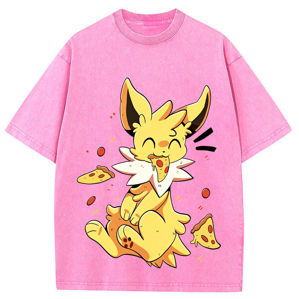 Jolteon Pizza Snack Time Cartoon Tee | Pokemon Anime
