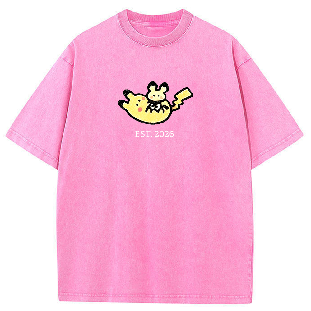 Cute Parent & Kid Pikachu Vintage Washed T-Shirt