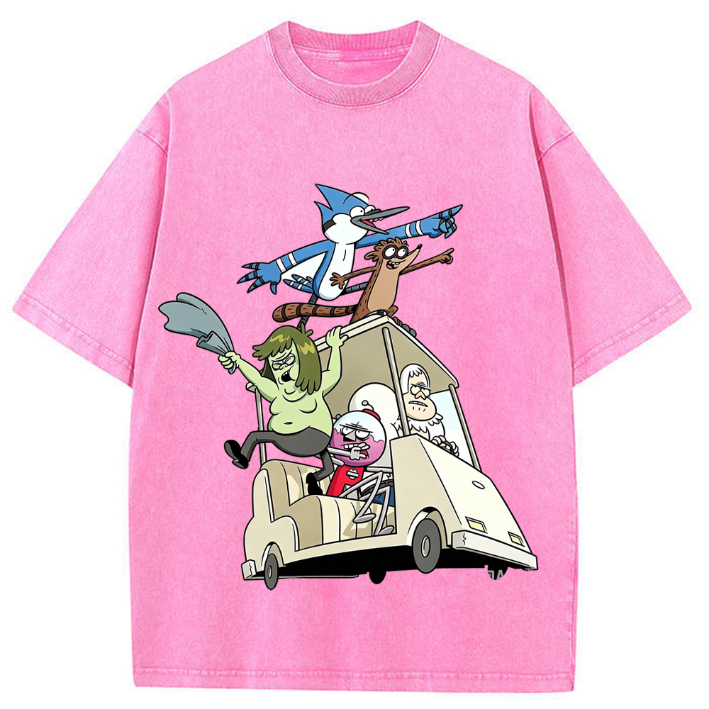 Road Trip Regular Show Full Crew Golf Cart Adventure Group Cartoon Tee