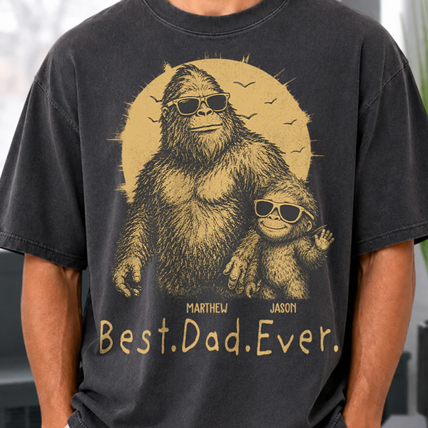 Personalized Papasquatch, Gifts for Dad Funny Papa Tshirt Cool Daddy Bigfoot Tee