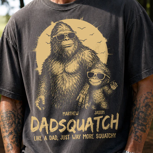 Personalized Papasquatch, Gifts for Dad Funny Papa Tshirt Cool Daddy Bigfoot Tee