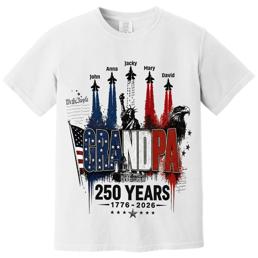Personalized Dad Grandpa Nation Flag American 250th Anniversary Shirt