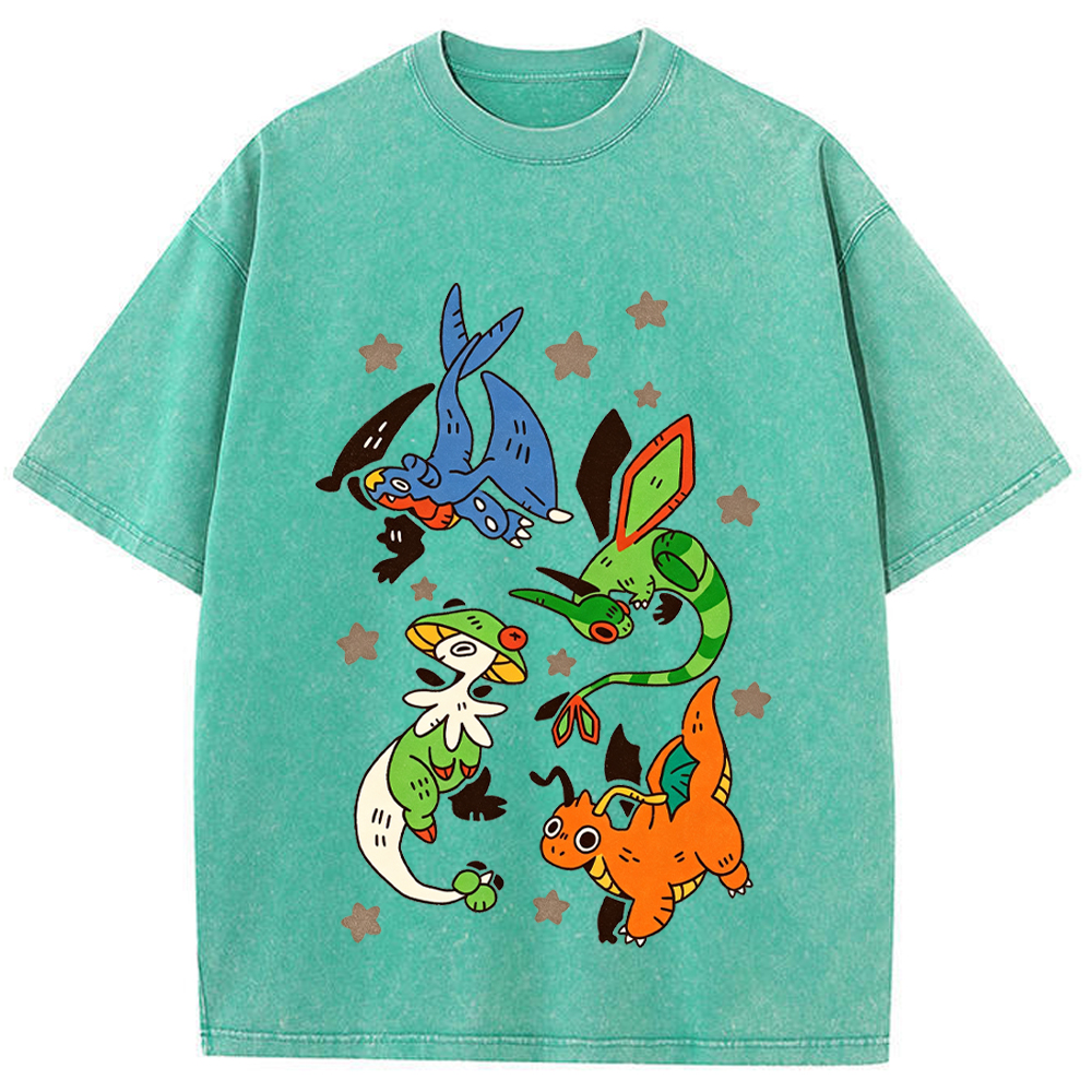 Dragon Type Pokemon Flash Sheet Cartoon Tee | Pokemon Anime