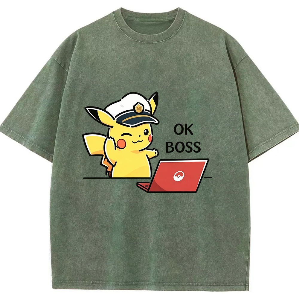 Vintage Washed Pikachu T-Shirt, Funny Work Meme Pokemon Tee