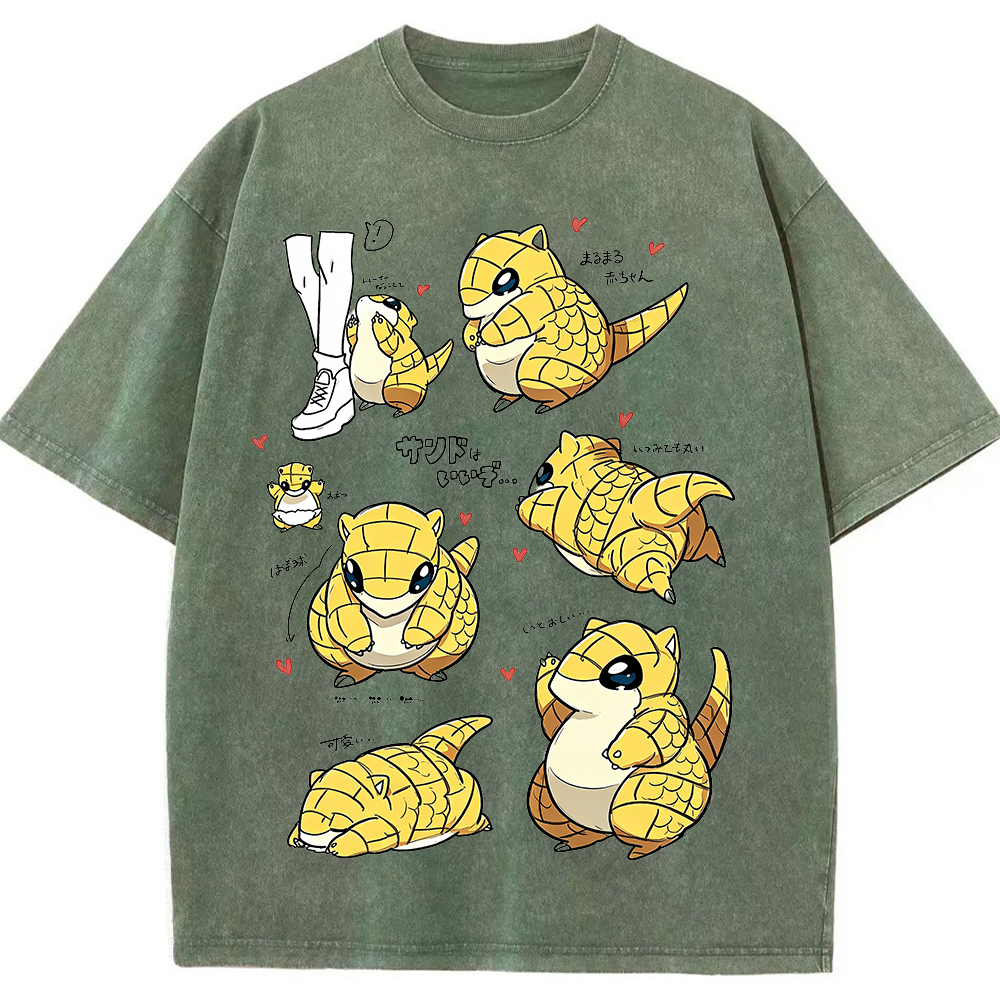 Vintage Washed Sandshrew Cute Multi Poses Pokemon Graphic Tee
