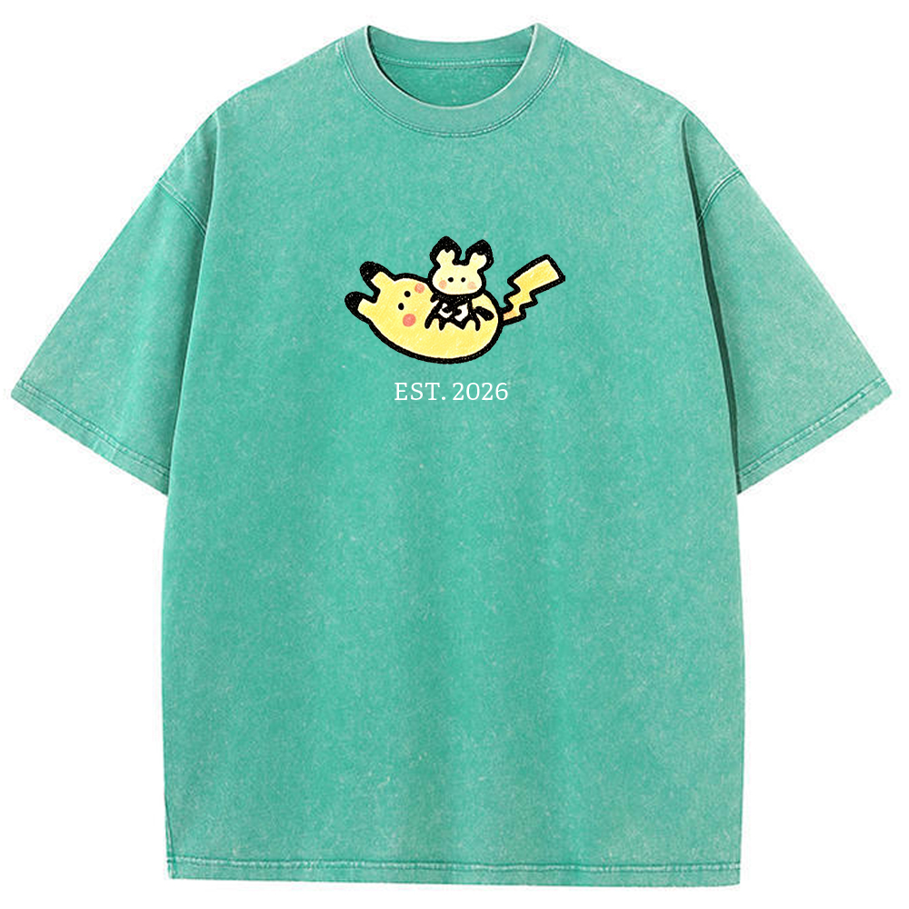 Cute Parent & Kid Pikachu Vintage Washed T-Shirt