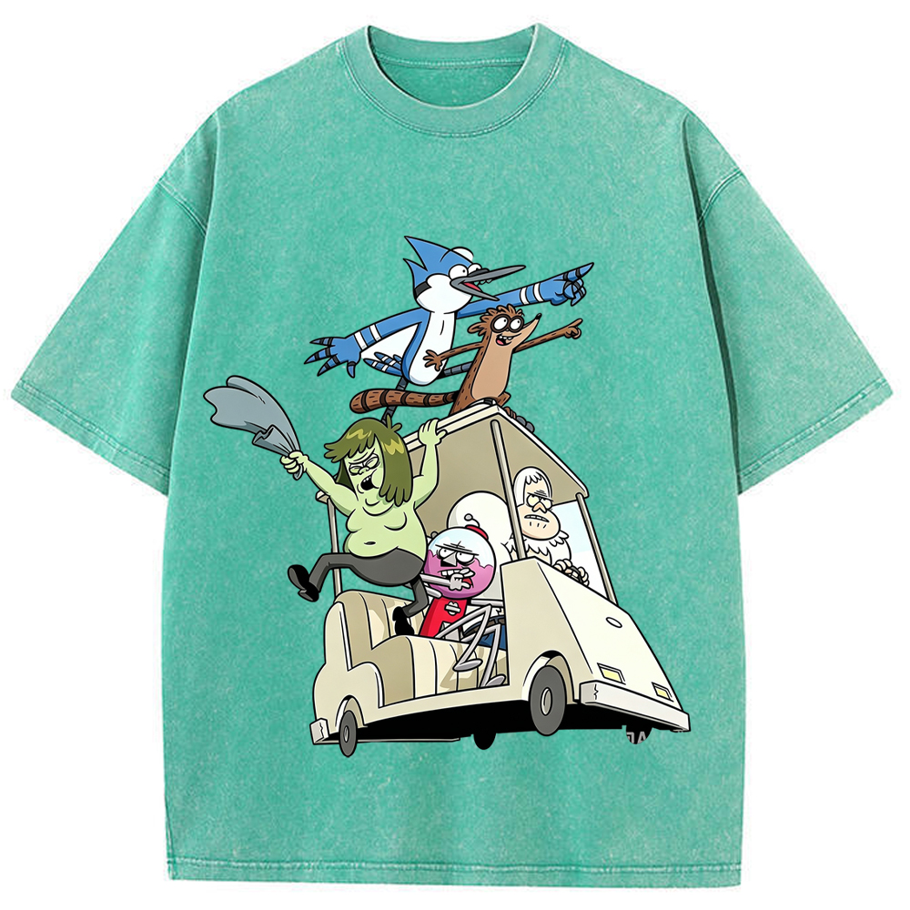 Road Trip Regular Show Full Crew Golf Cart Adventure Group Cartoon Tee