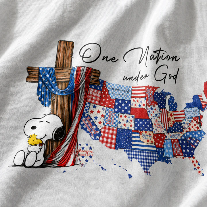 One Nation Under God Christian Patriotic Map T-Shirt