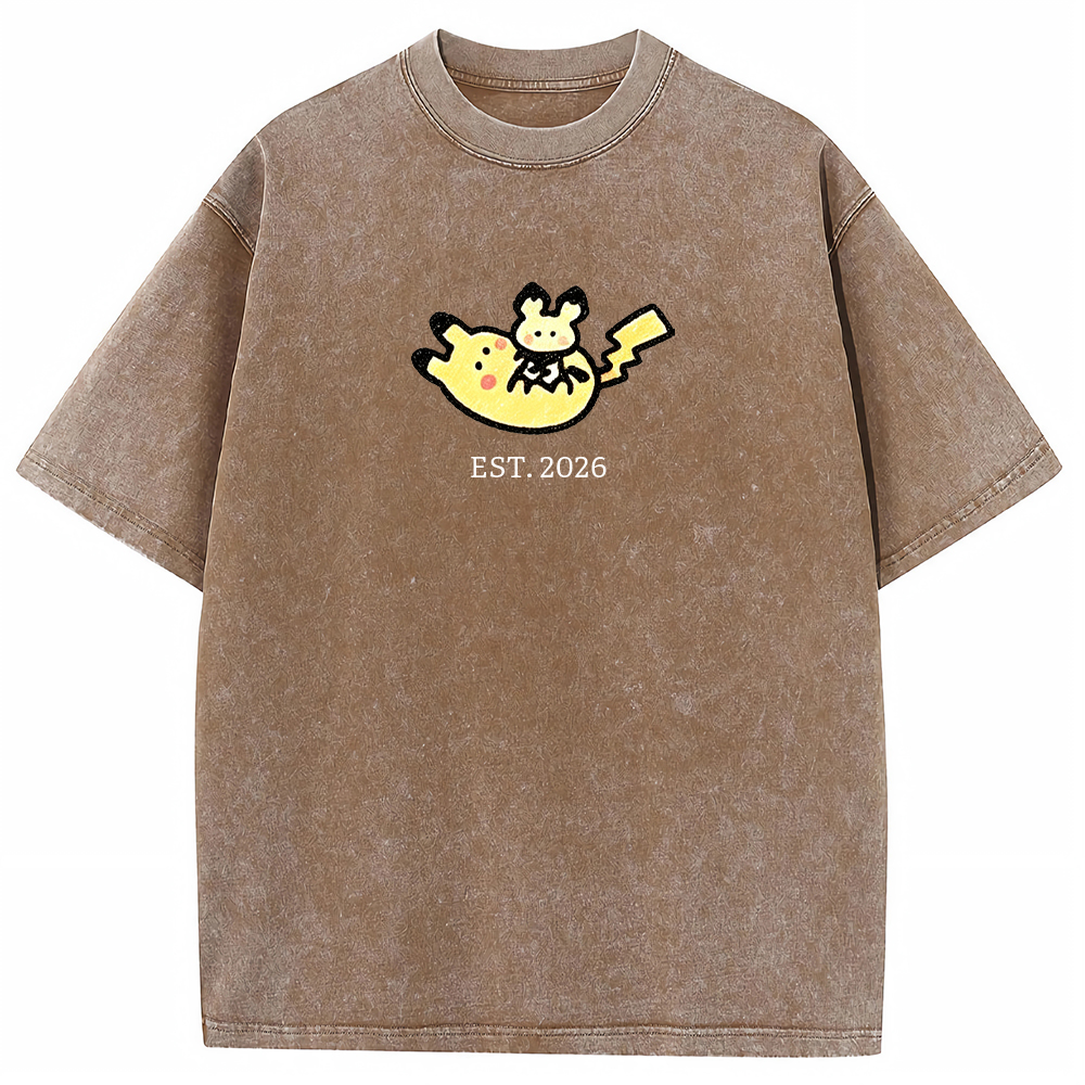 Cute Parent & Kid Pikachu Vintage Washed T-Shirt