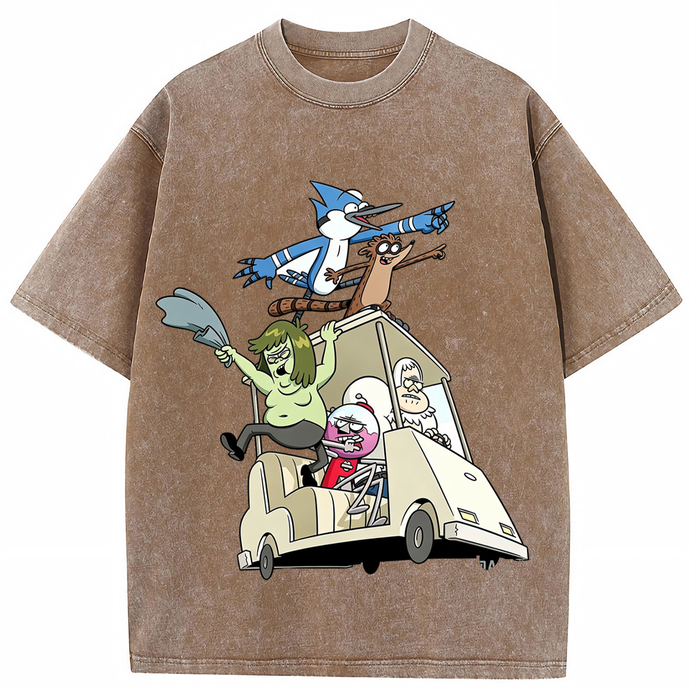 Road Trip Regular Show Full Crew Golf Cart Adventure Group Cartoon Tee