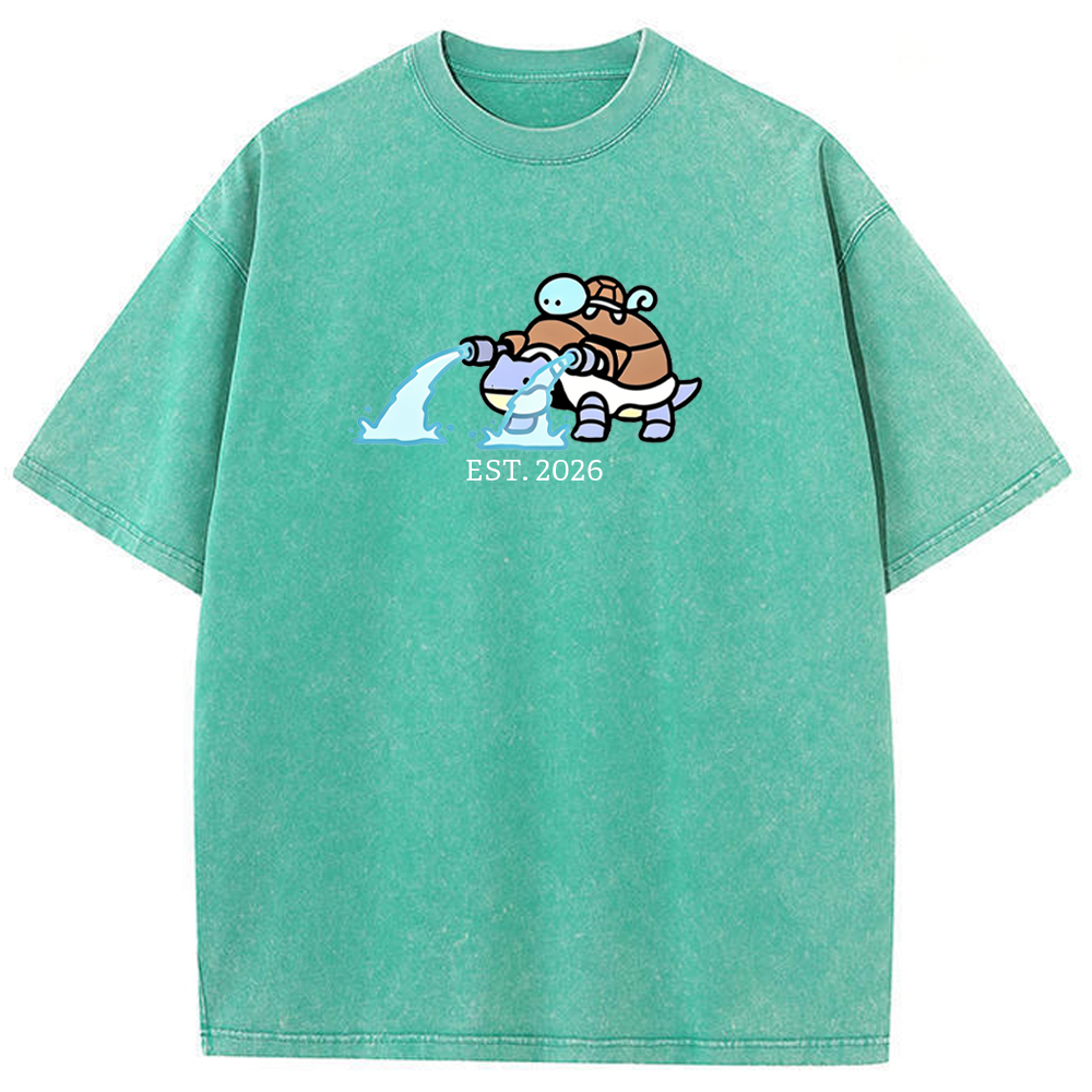Cute Parent & Kid Blastoise Vintage Washed T-Shirt