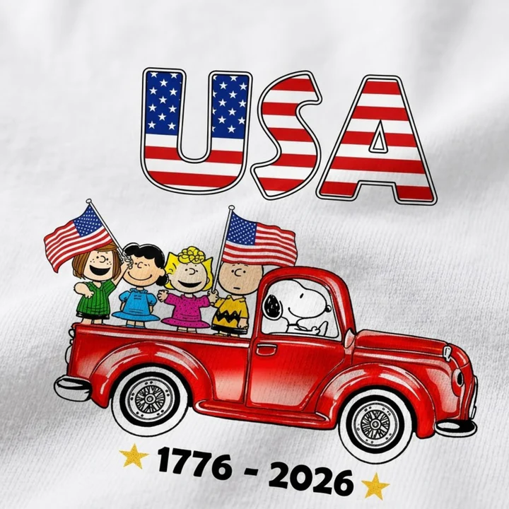 USA Patriotic Friends Red Truck 250th Anniversary T-Shirt