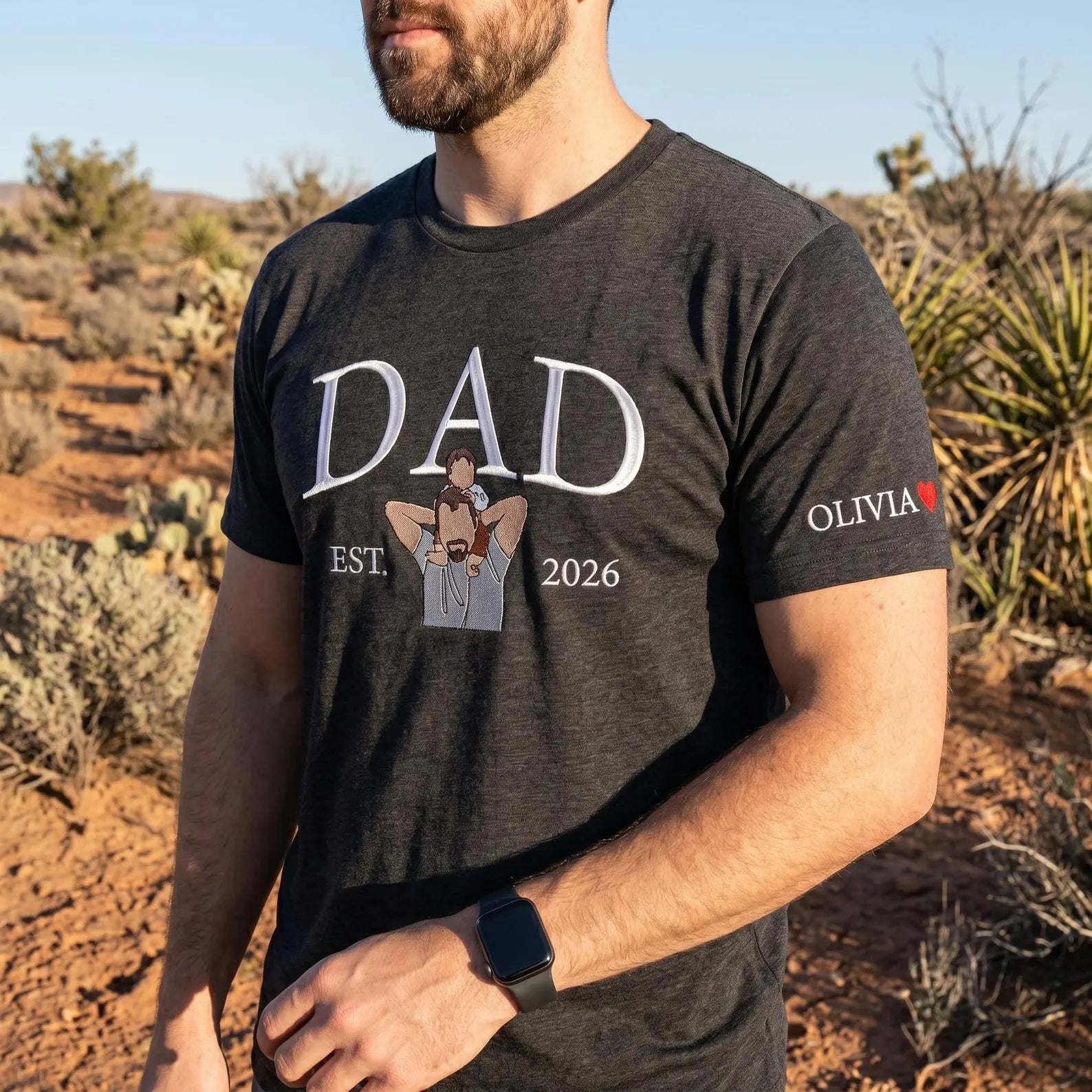Custom Dad Embroidered Sweatshirt With Photo Portrait