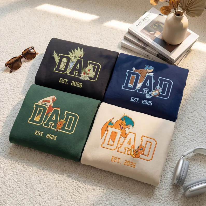 Custom Embroidered Anime Sweatshirt, Personalized PokaDad Character Hoodie