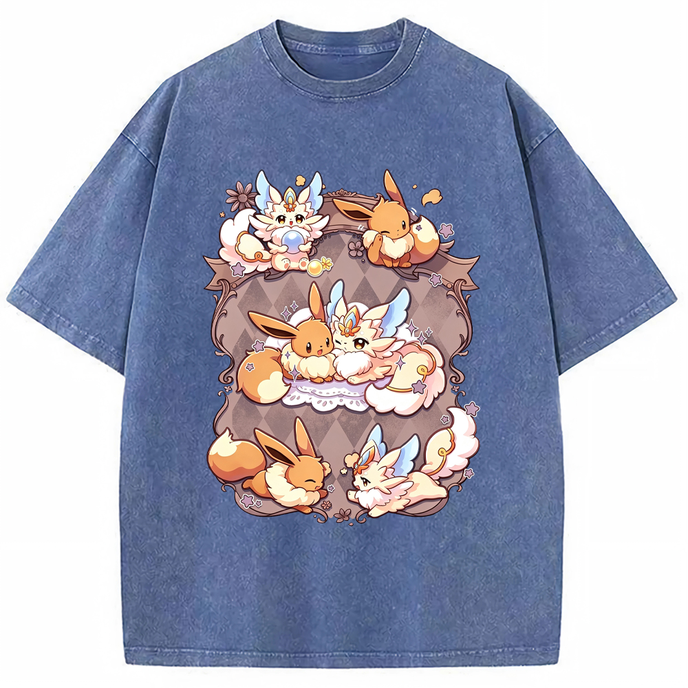Vintage Frame Eevee & Sylveon Cartoon Tee | Pokemon Anime