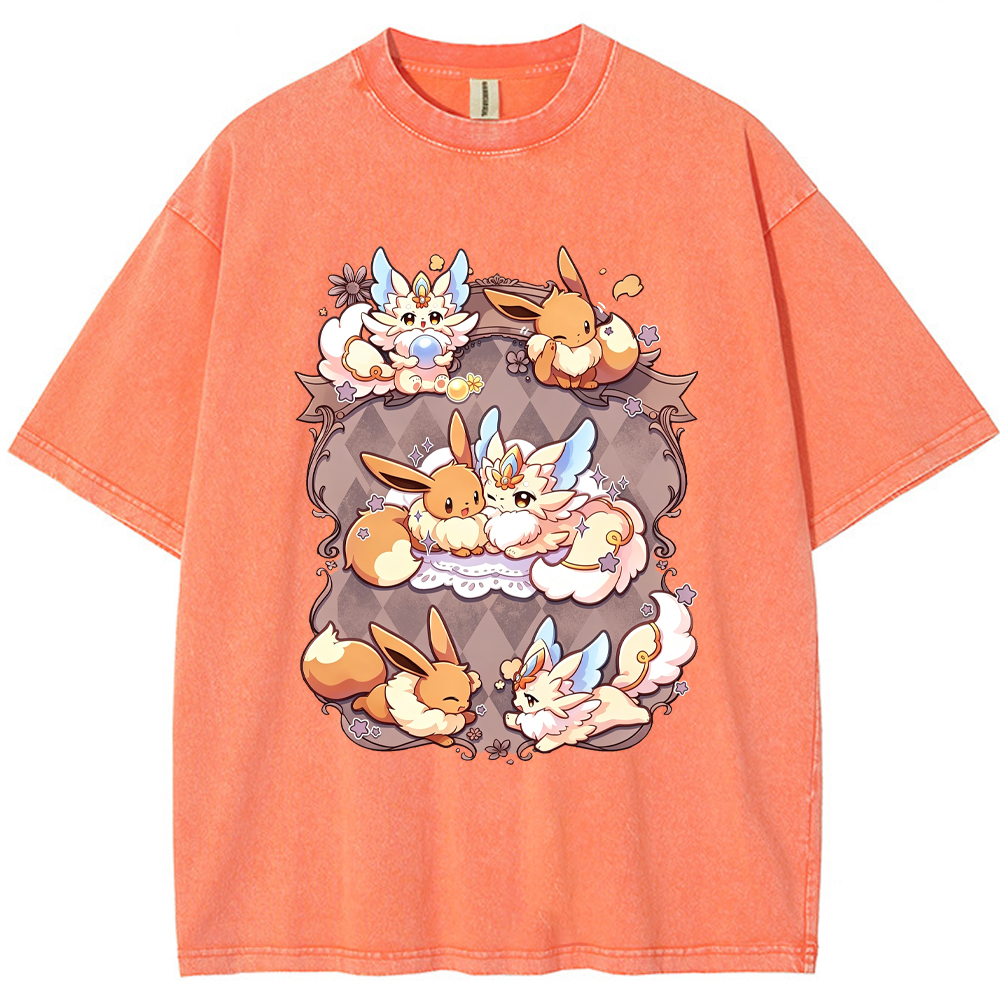Vintage Frame Eevee & Sylveon Cartoon Tee | Pokemon Anime