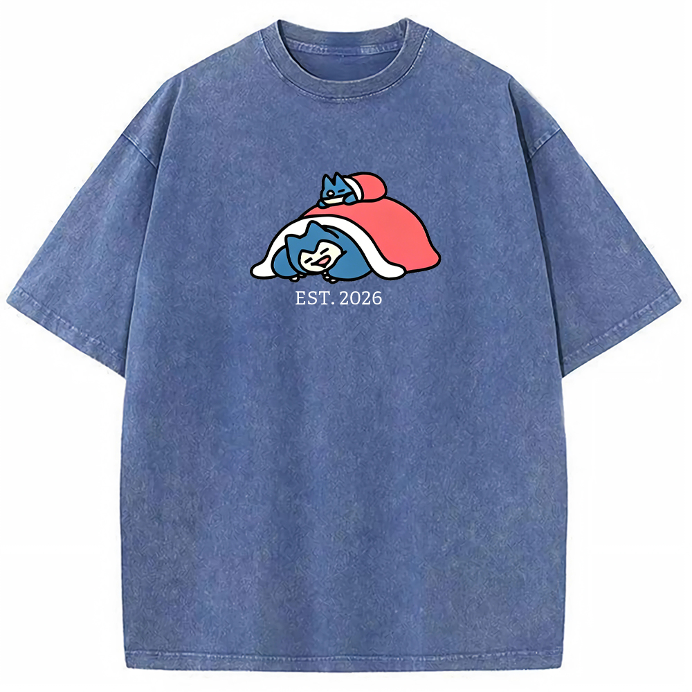 Cute Parent & Kid Snorlax Vintage Washed T-Shirt