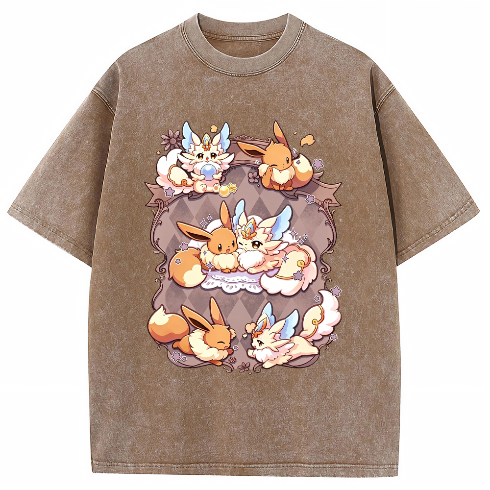 Vintage Frame Eevee & Sylveon Cartoon Tee | Pokemon Anime