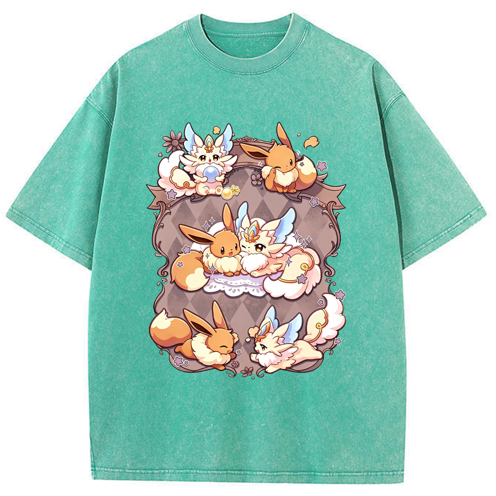 Vintage Frame Eevee & Sylveon Cartoon Tee | Pokemon Anime