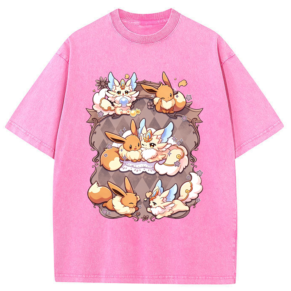 Vintage Frame Eevee & Sylveon Cartoon Tee | Pokemon Anime