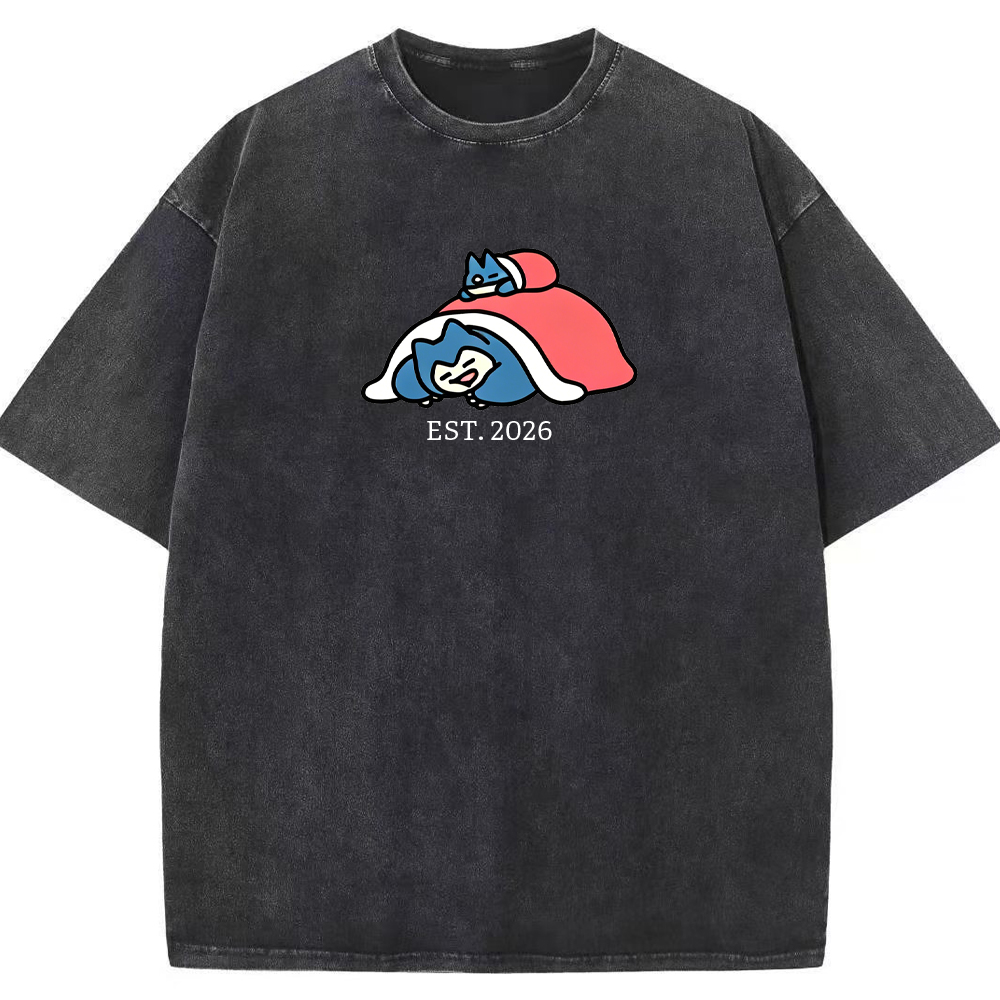 Cute Parent & Kid Snorlax Vintage Washed T-Shirt