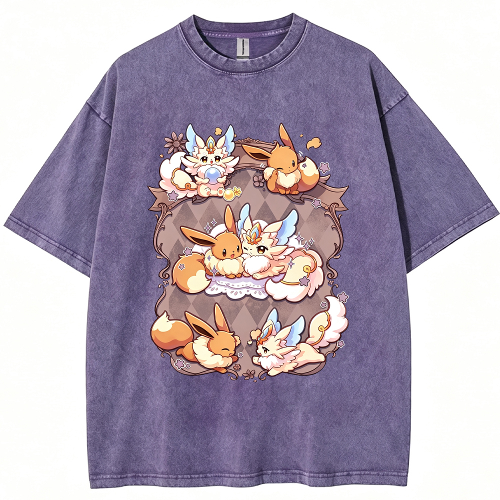 Vintage Frame Eevee & Sylveon Cartoon Tee | Pokemon Anime