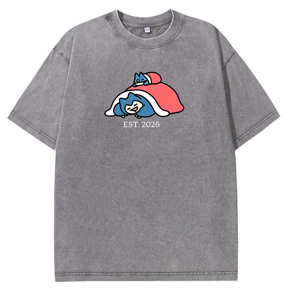 Cute Parent & Kid Snorlax Vintage Washed T-Shirt