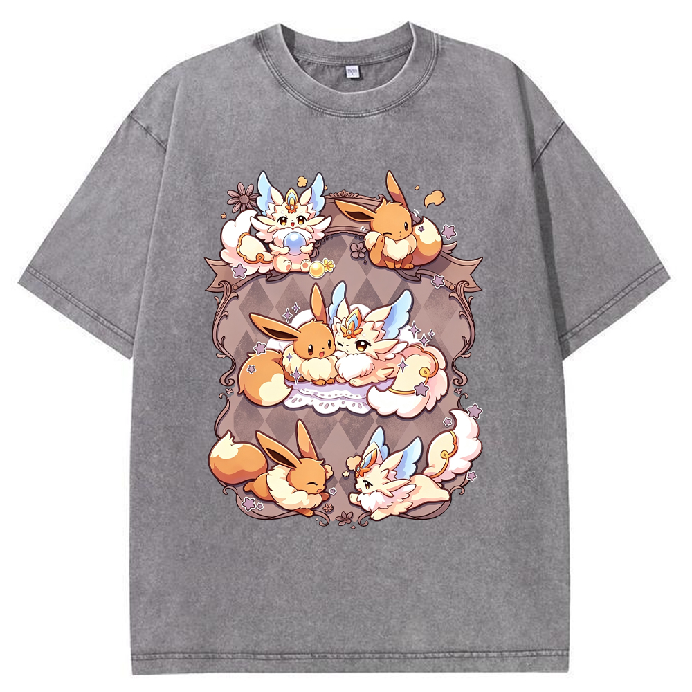 Vintage Frame Eevee & Sylveon Cartoon Tee | Pokemon Anime