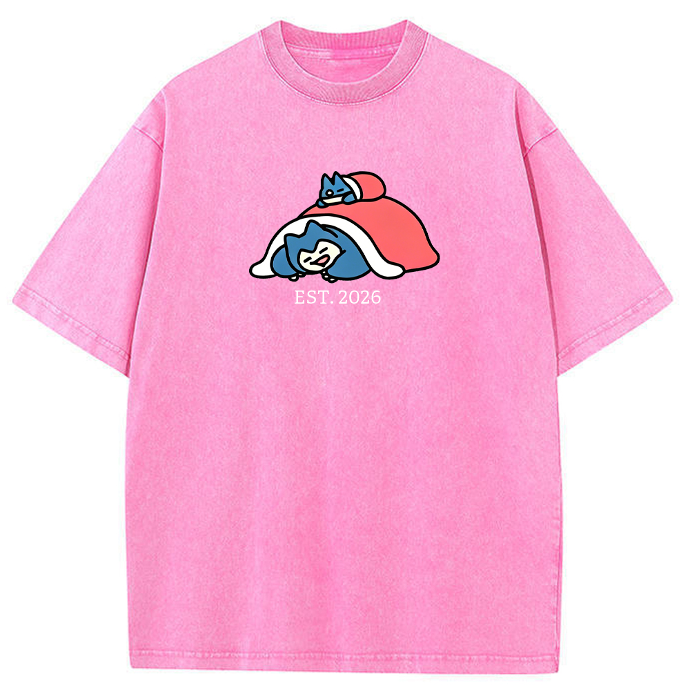 Cute Parent & Kid Snorlax Vintage Washed T-Shirt
