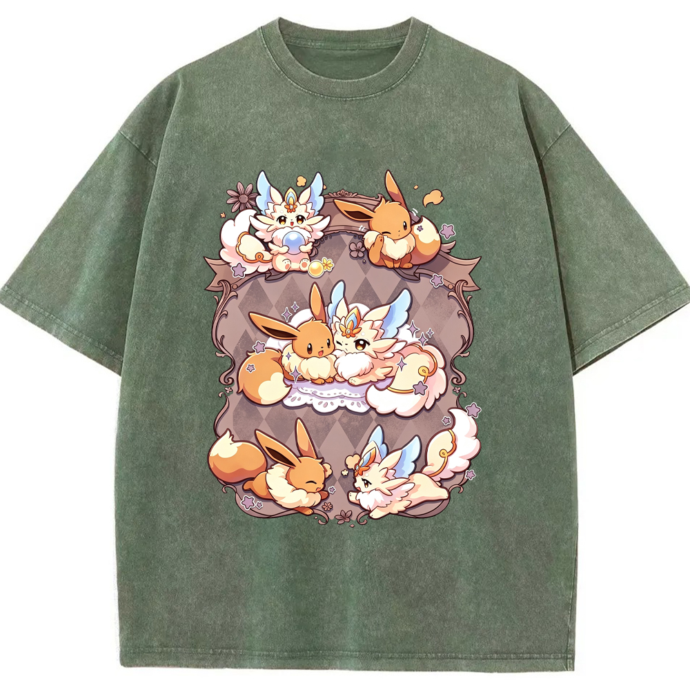 Vintage Frame Eevee & Sylveon Cartoon Tee | Pokemon Anime