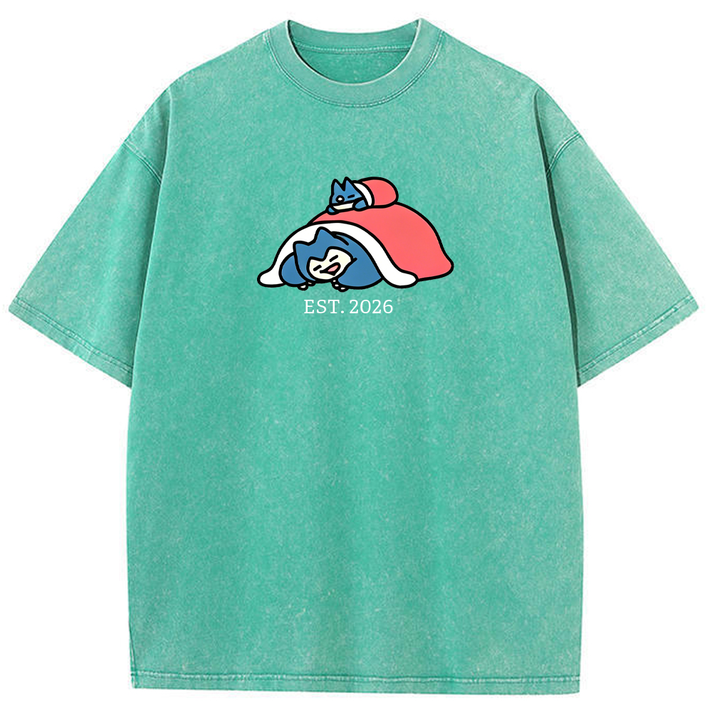 Cute Parent & Kid Snorlax Vintage Washed T-Shirt