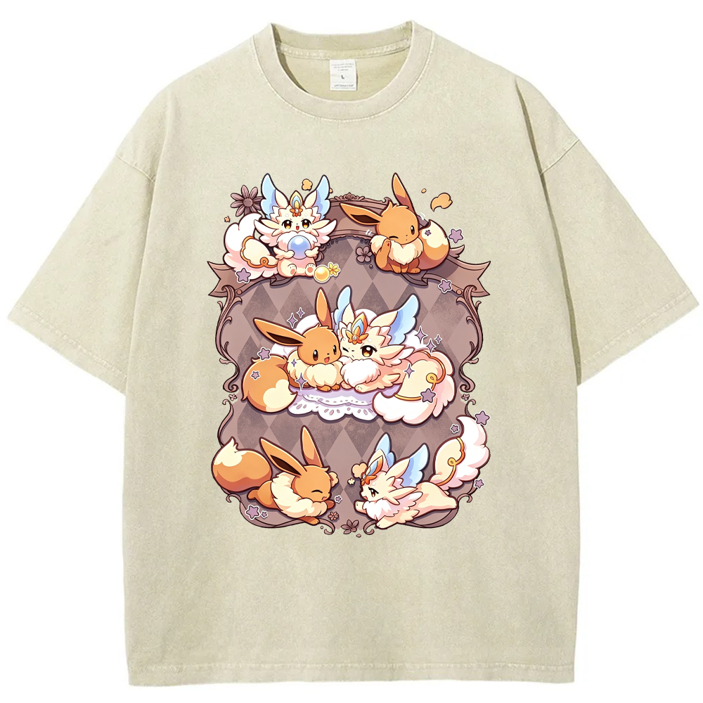 Vintage Frame Eevee & Sylveon Cartoon Tee | Pokemon Anime