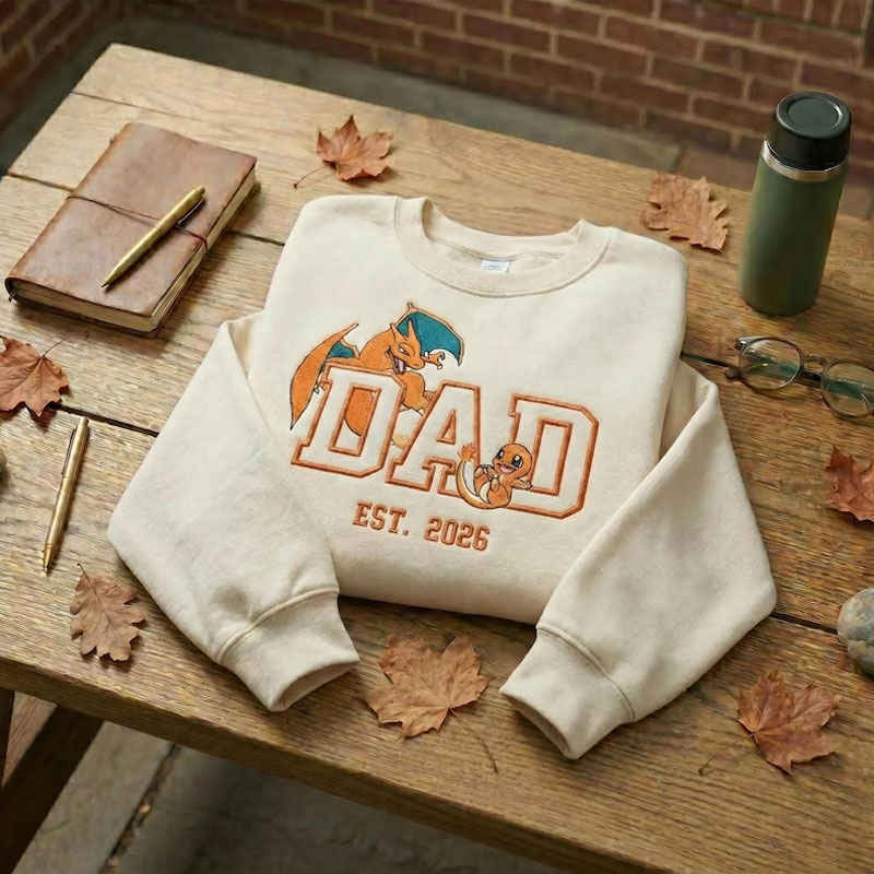 Custom Embroidered Anime Sweatshirt, Personalized PokaDad Character Hoodie