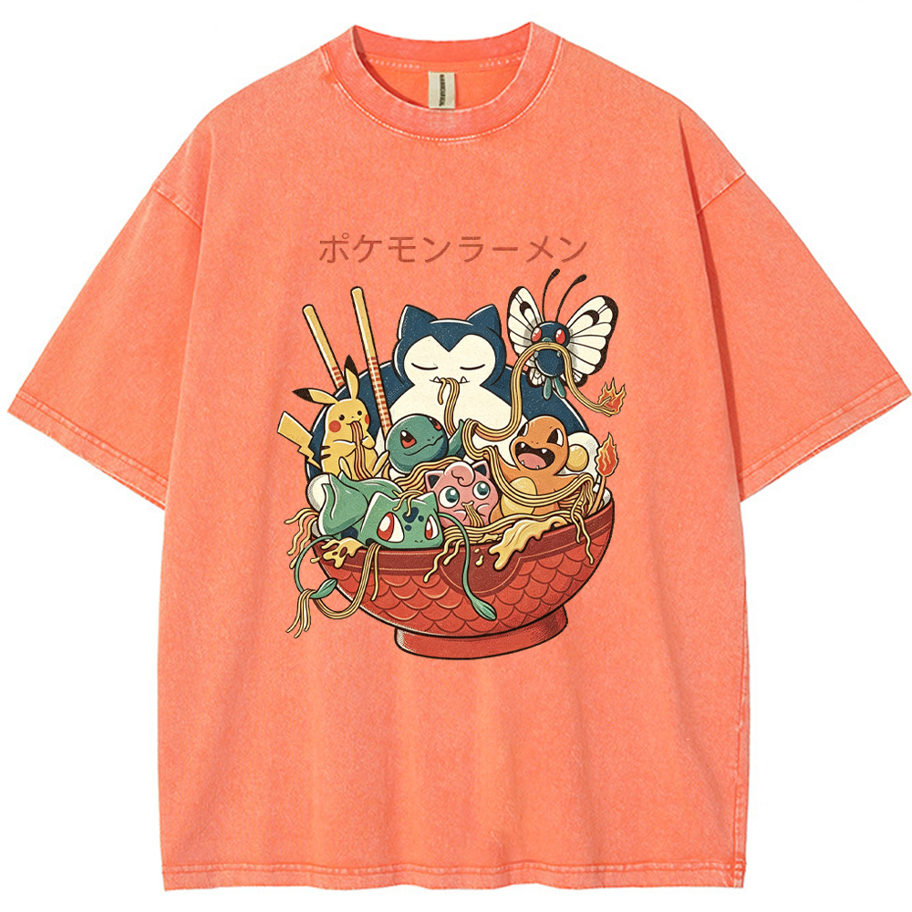 Pokemon Ramen Bowl Retro Cartoon Vintage Tee | Pokemon Anime