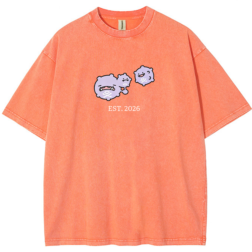 Cute Parent & Kid Koffing Trio Vintage Washed T-Shirt