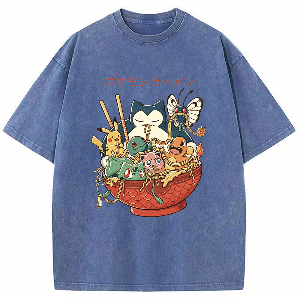 Pokemon Ramen Bowl Retro Cartoon Vintage Tee | Pokemon Anime