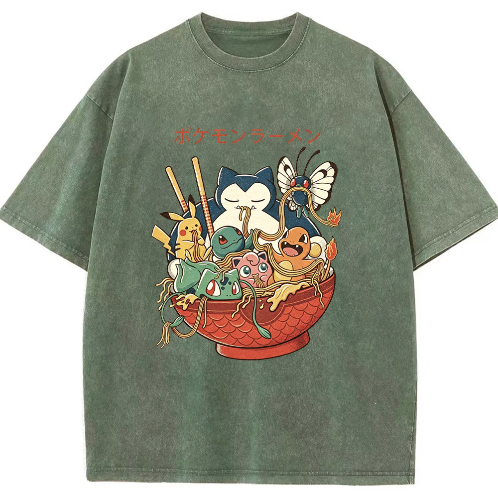 Pokemon Ramen Bowl Retro Cartoon Vintage Tee | Pokemon Anime