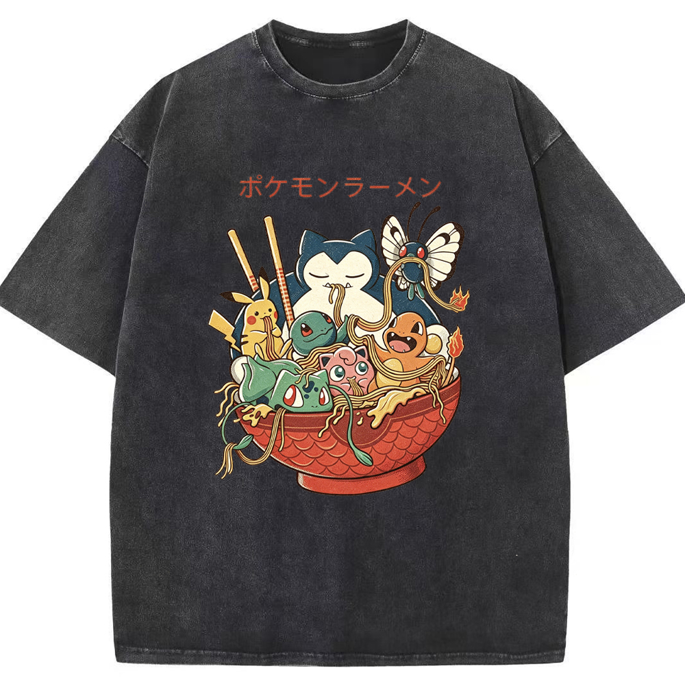 Pokemon Ramen Bowl Retro Cartoon Vintage Tee | Pokemon Anime