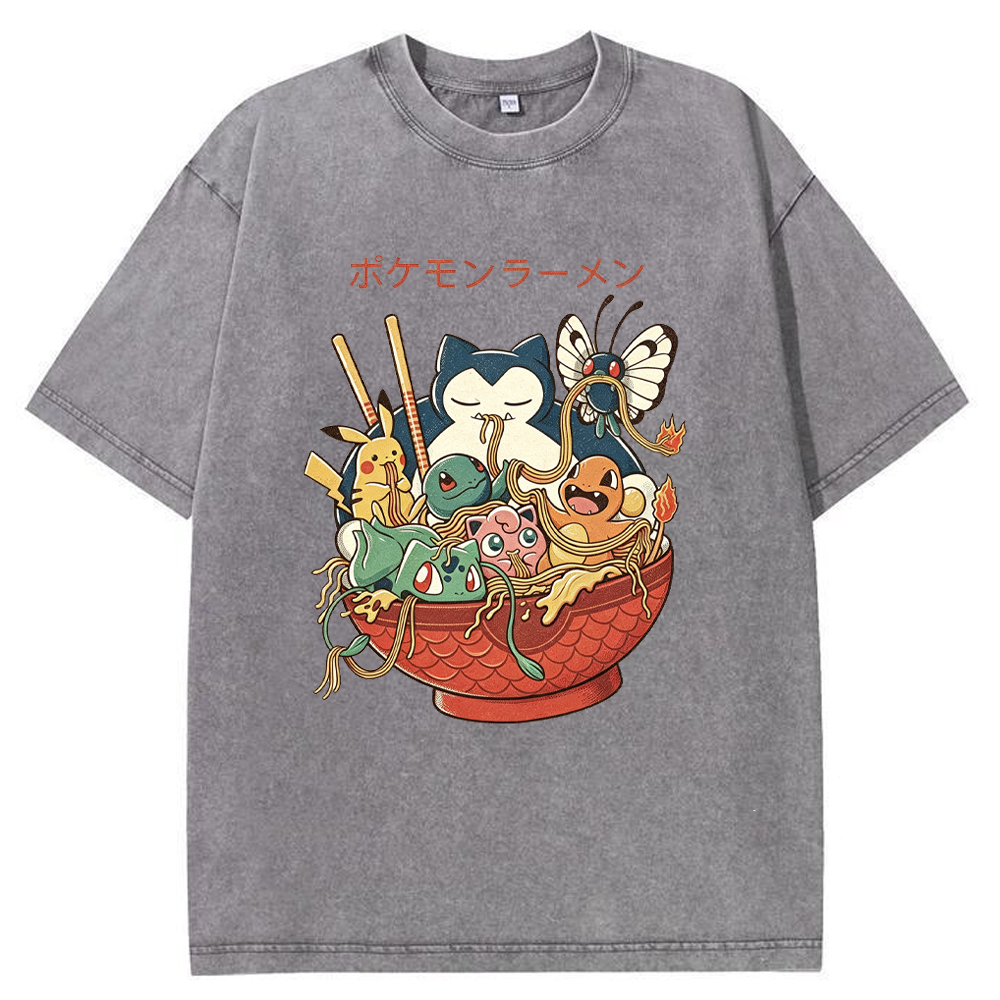 Pokemon Ramen Bowl Retro Cartoon Vintage Tee | Pokemon Anime