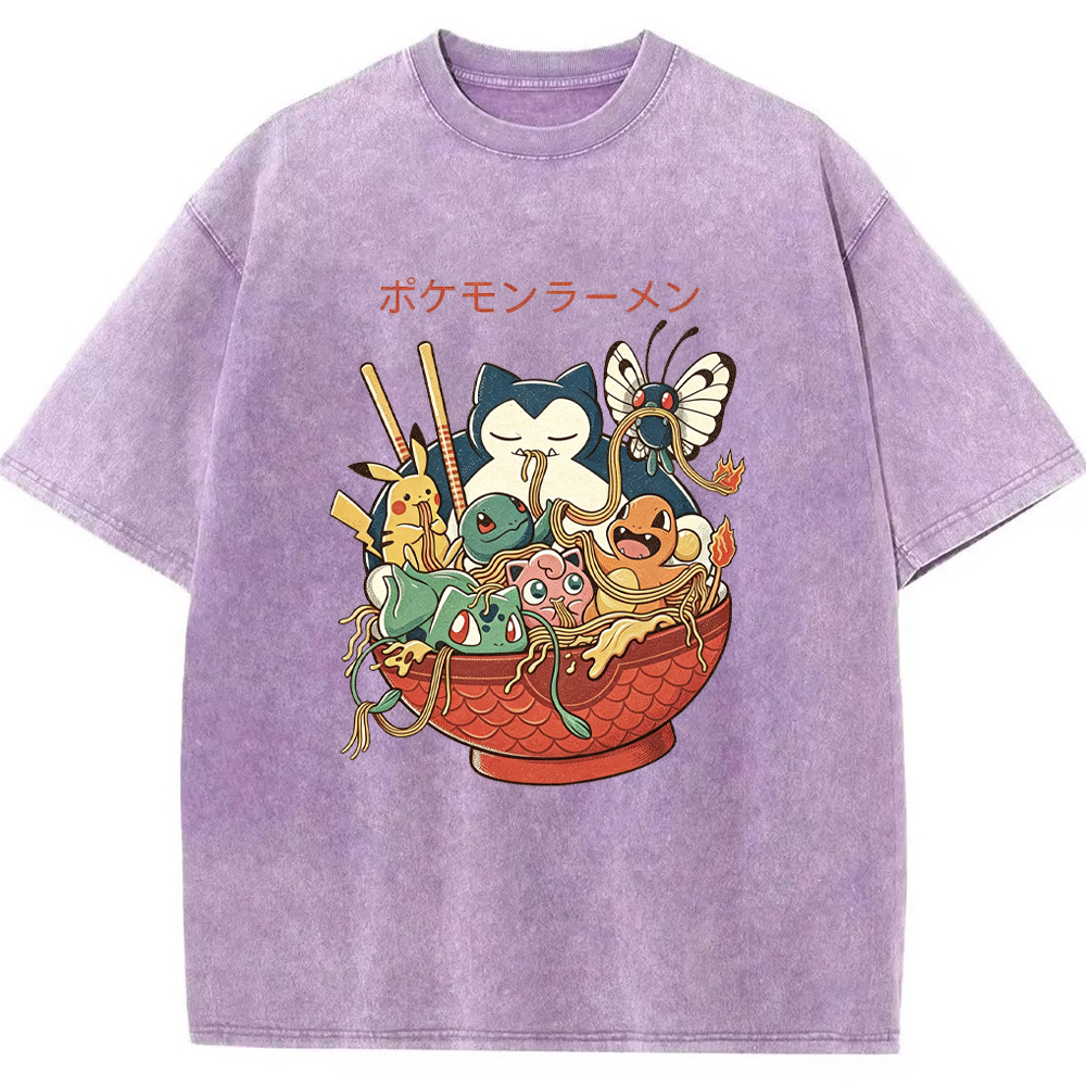 Pokemon Ramen Bowl Retro Cartoon Vintage Tee | Pokemon Anime